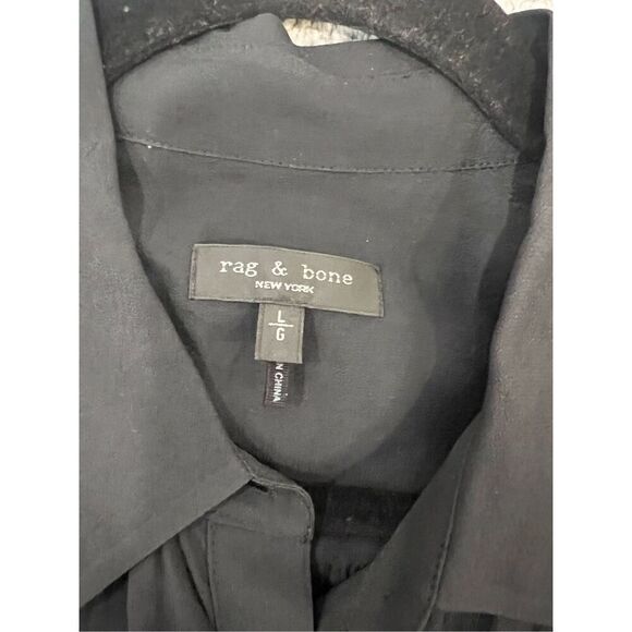 Rag & Bone Women's Black Robin Viscose Tie Waist Shirt Dress Size Large NWOT - Picture 10 of 12